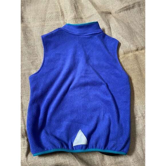 LL Bean Kids XL Fleece Vest Blue W/ Teal Zipper 100% Polyester USA Made - Picture 4 of 4